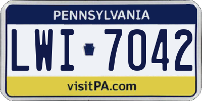 PA license plate LWI7042
