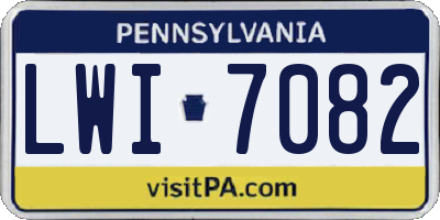 PA license plate LWI7082