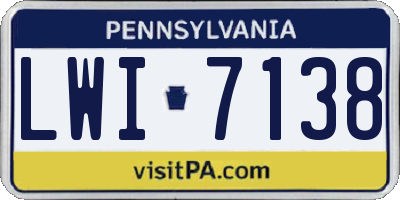 PA license plate LWI7138