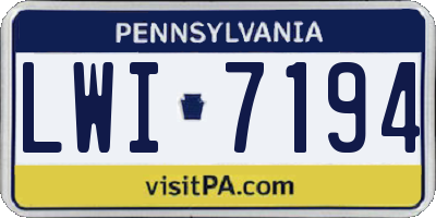 PA license plate LWI7194