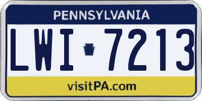 PA license plate LWI7213