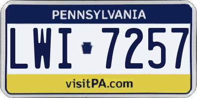 PA license plate LWI7257