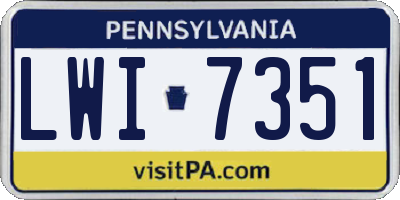 PA license plate LWI7351