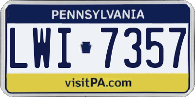 PA license plate LWI7357
