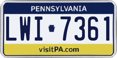 PA license plate LWI7361