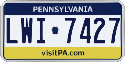PA license plate LWI7427