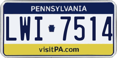 PA license plate LWI7514