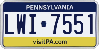 PA license plate LWI7551
