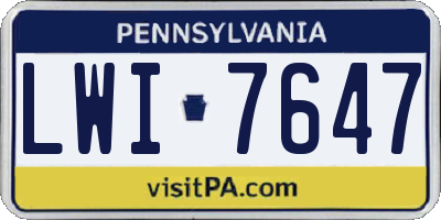 PA license plate LWI7647