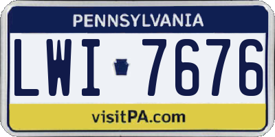 PA license plate LWI7676