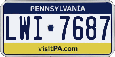 PA license plate LWI7687