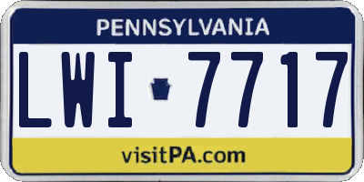 PA license plate LWI7717