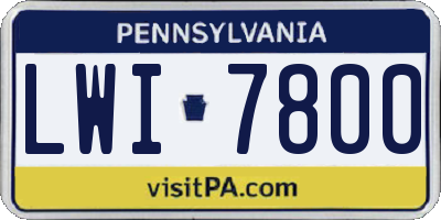 PA license plate LWI7800