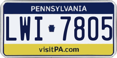 PA license plate LWI7805