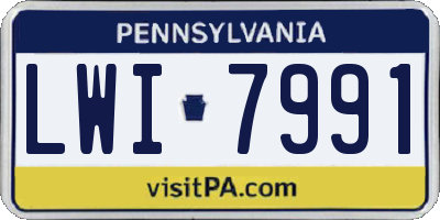 PA license plate LWI7991