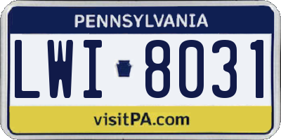 PA license plate LWI8031