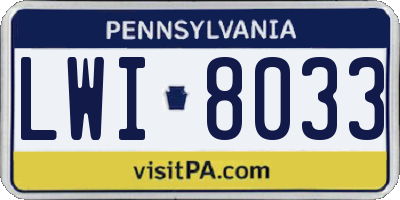 PA license plate LWI8033