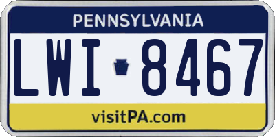 PA license plate LWI8467