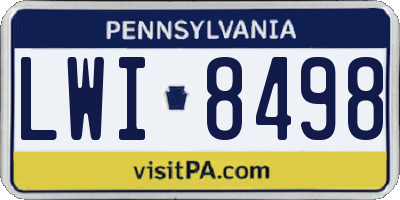 PA license plate LWI8498