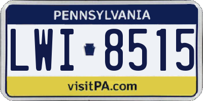 PA license plate LWI8515