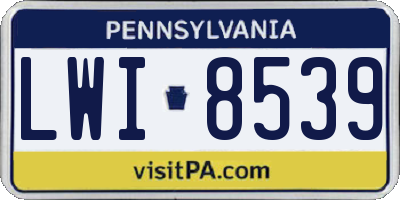 PA license plate LWI8539