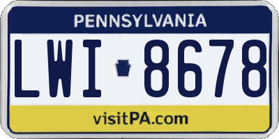 PA license plate LWI8678
