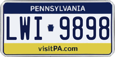PA license plate LWI9898