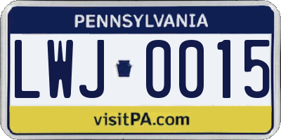 PA license plate LWJ0015