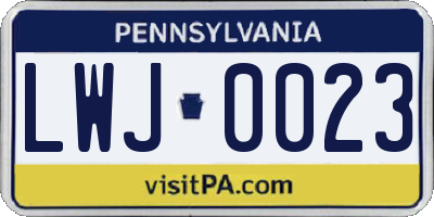 PA license plate LWJ0023