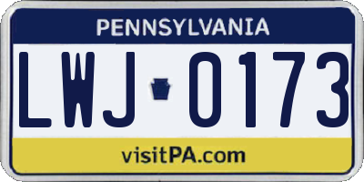PA license plate LWJ0173