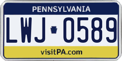 PA license plate LWJ0589