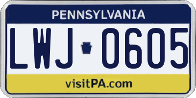 PA license plate LWJ0605