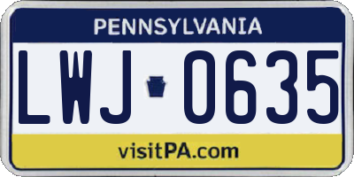 PA license plate LWJ0635