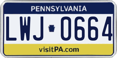 PA license plate LWJ0664