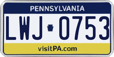 PA license plate LWJ0753