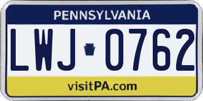 PA license plate LWJ0762
