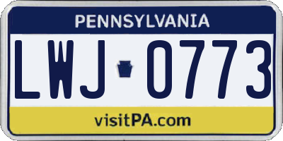 PA license plate LWJ0773