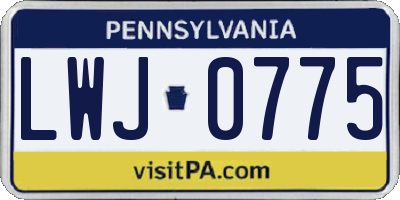 PA license plate LWJ0775