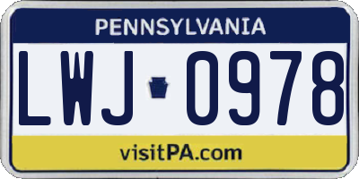 PA license plate LWJ0978