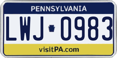 PA license plate LWJ0983