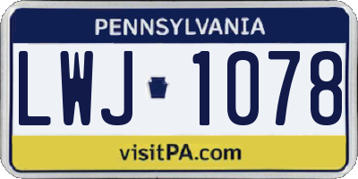PA license plate LWJ1078