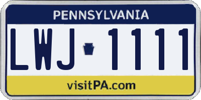 PA license plate LWJ1111