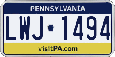 PA license plate LWJ1494
