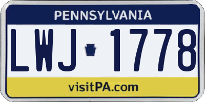 PA license plate LWJ1778