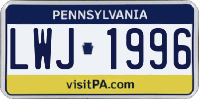 PA license plate LWJ1996