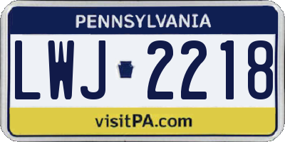 PA license plate LWJ2218