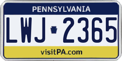 PA license plate LWJ2365
