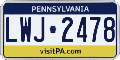 PA license plate LWJ2478