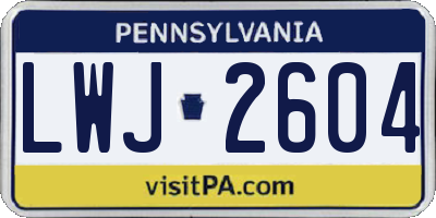 PA license plate LWJ2604