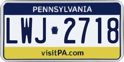 PA license plate LWJ2718